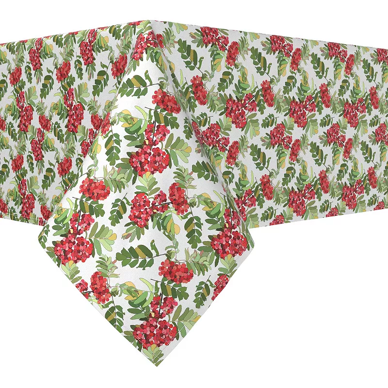 Rectangular Tablecloth， 100% Polyester， 60x104， Decorative Red Berries