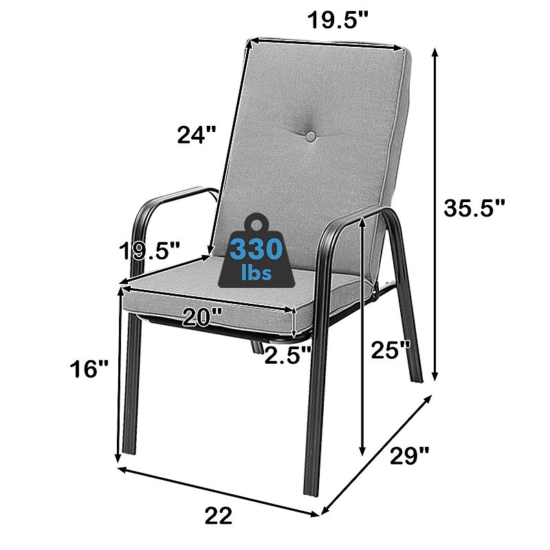 4 Piece Patio Dining Chairs with High-Back Cushions