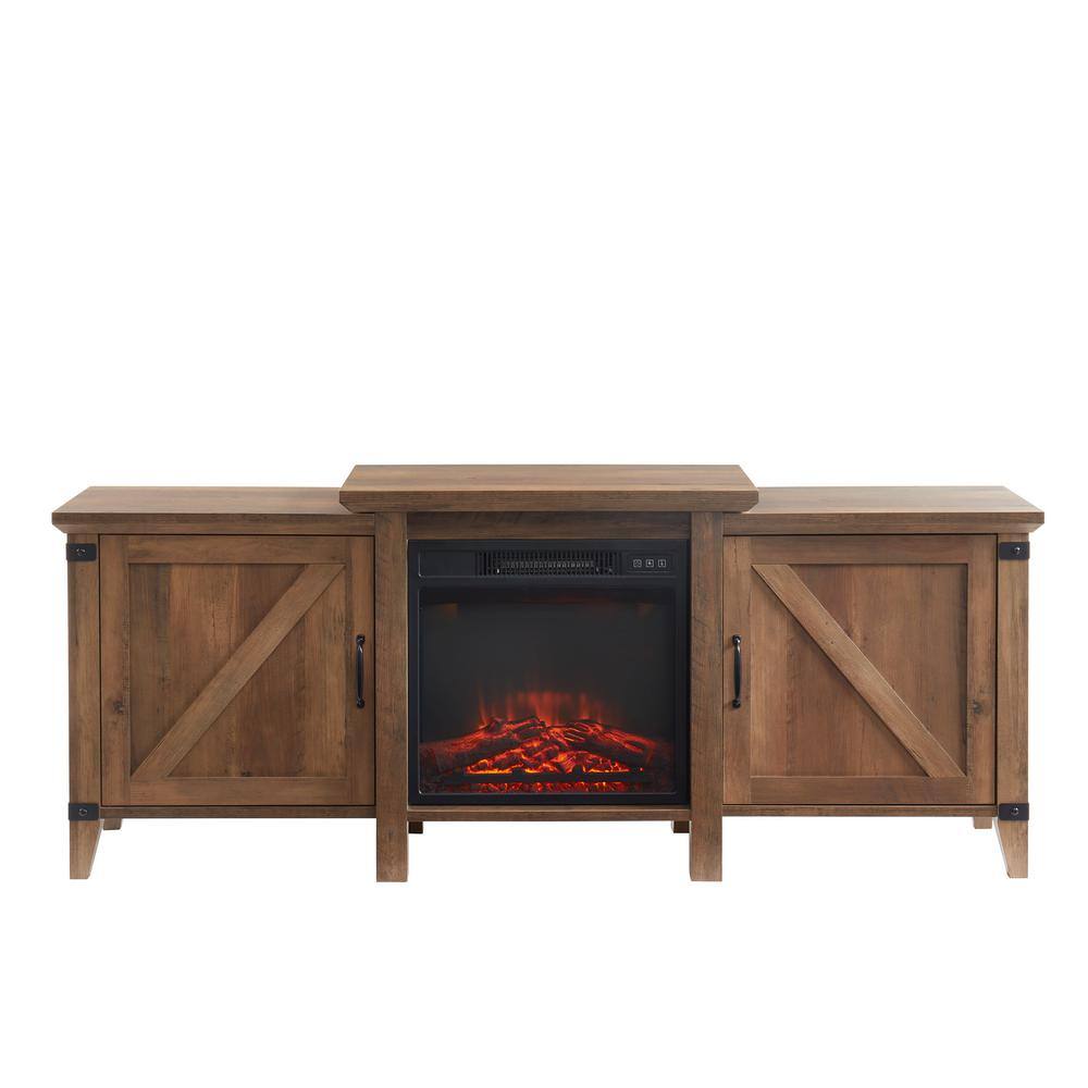 EDYO LIVING 63 in. Freestanding Wooden Electric Fireplace TV Stand in Rustic Oak WMTVS015RSOF018