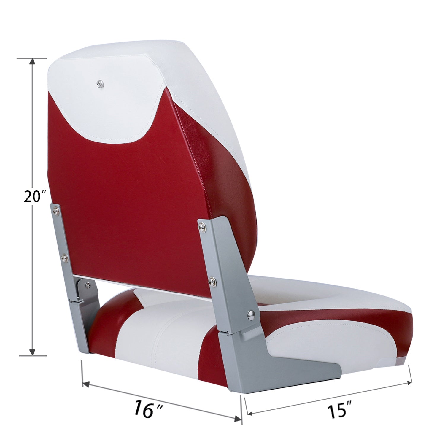 NORTHCAPTAIN Deluxe White/Wine Red Red Low Back Folding Boat Seat， 1 Seat