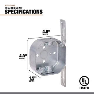 Southwire 4 in. W x 1-12 in. D Steel Metallic Octagon Box with Three 12 in. KO's and NMCS Clamps and F Bracket 1-Pack 54151-FR-UPC