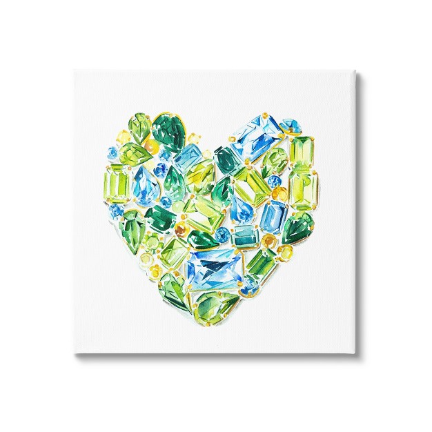 Stupell Industries Green Gemstones Heart Canvas Wall Art