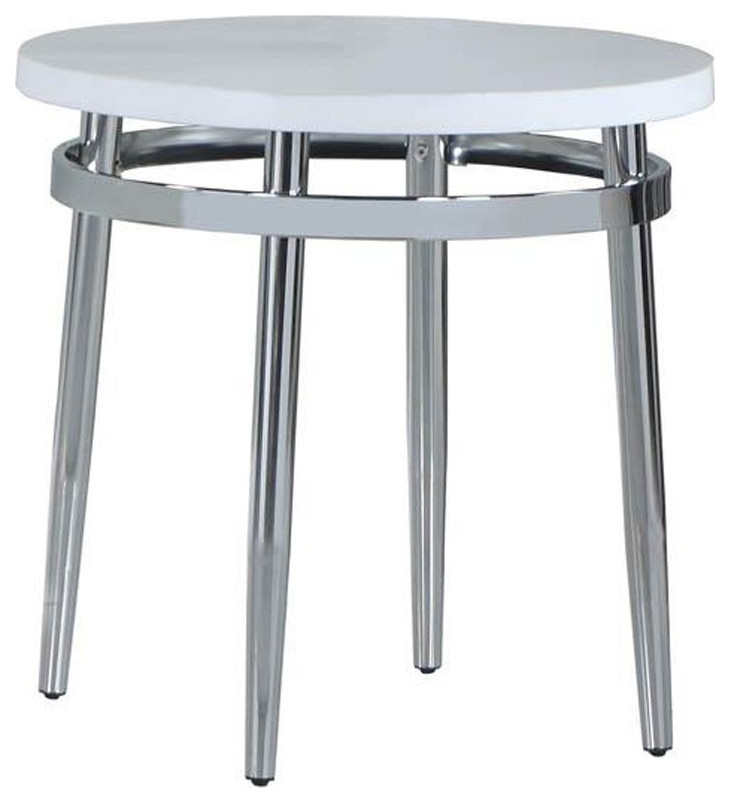 Coaster Modern Wood Round Top End Table with Metal Base in White   Midcentury   Side Tables And End Tables   by Homesquare  Houzz