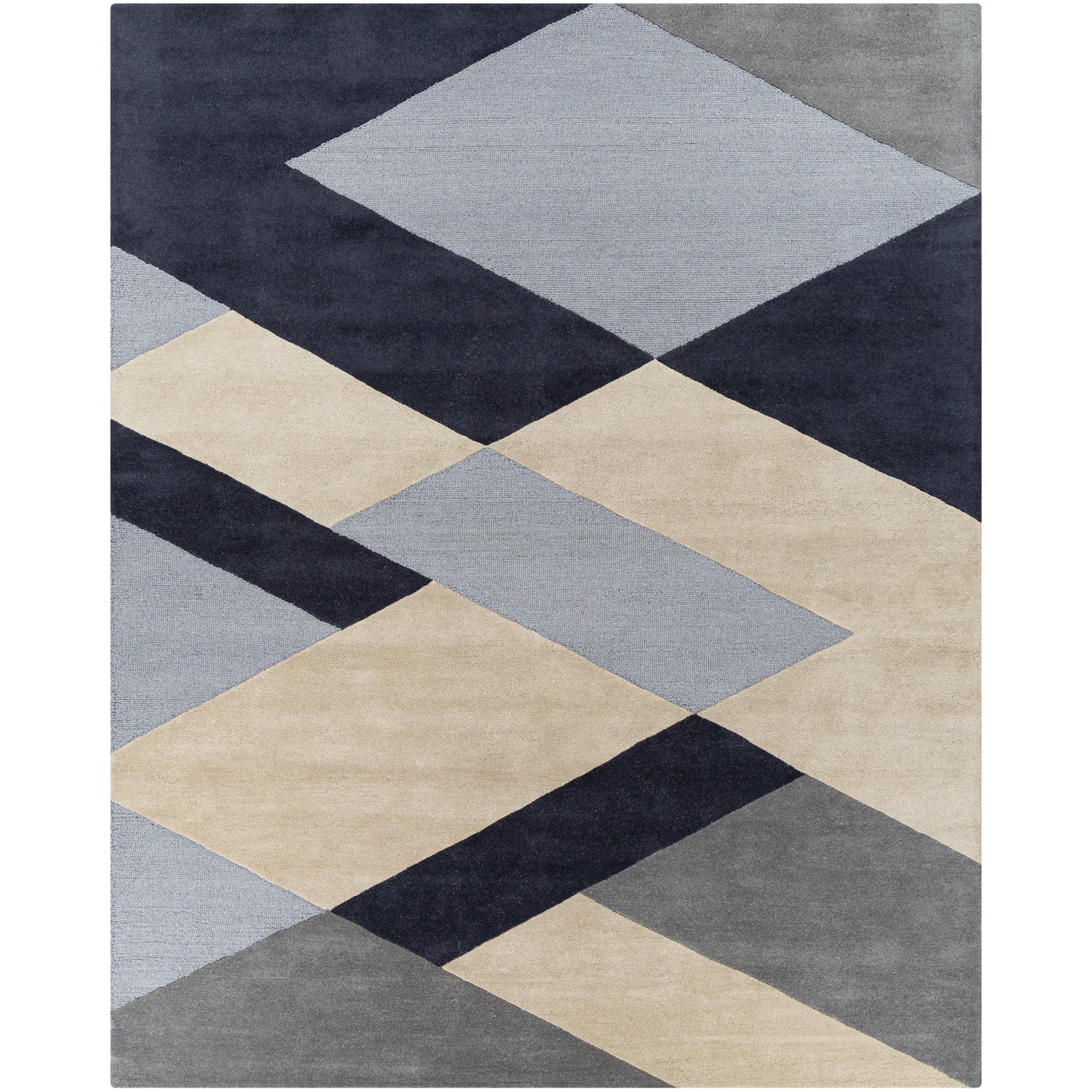 Kennedy Hand Tufted Rug in Navy, Taupe, Khaki, Charcoal, Denim