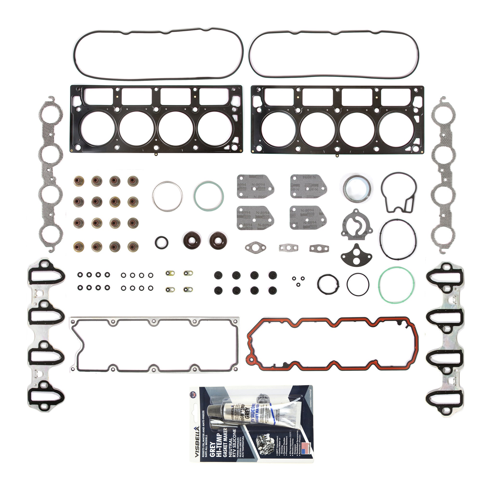 Evergreen 8-10448ET Head Gasket Set Fits 02-14 Chevrolet Buick GMC Cadillac 4.8L 5.3L V8 OHV C M