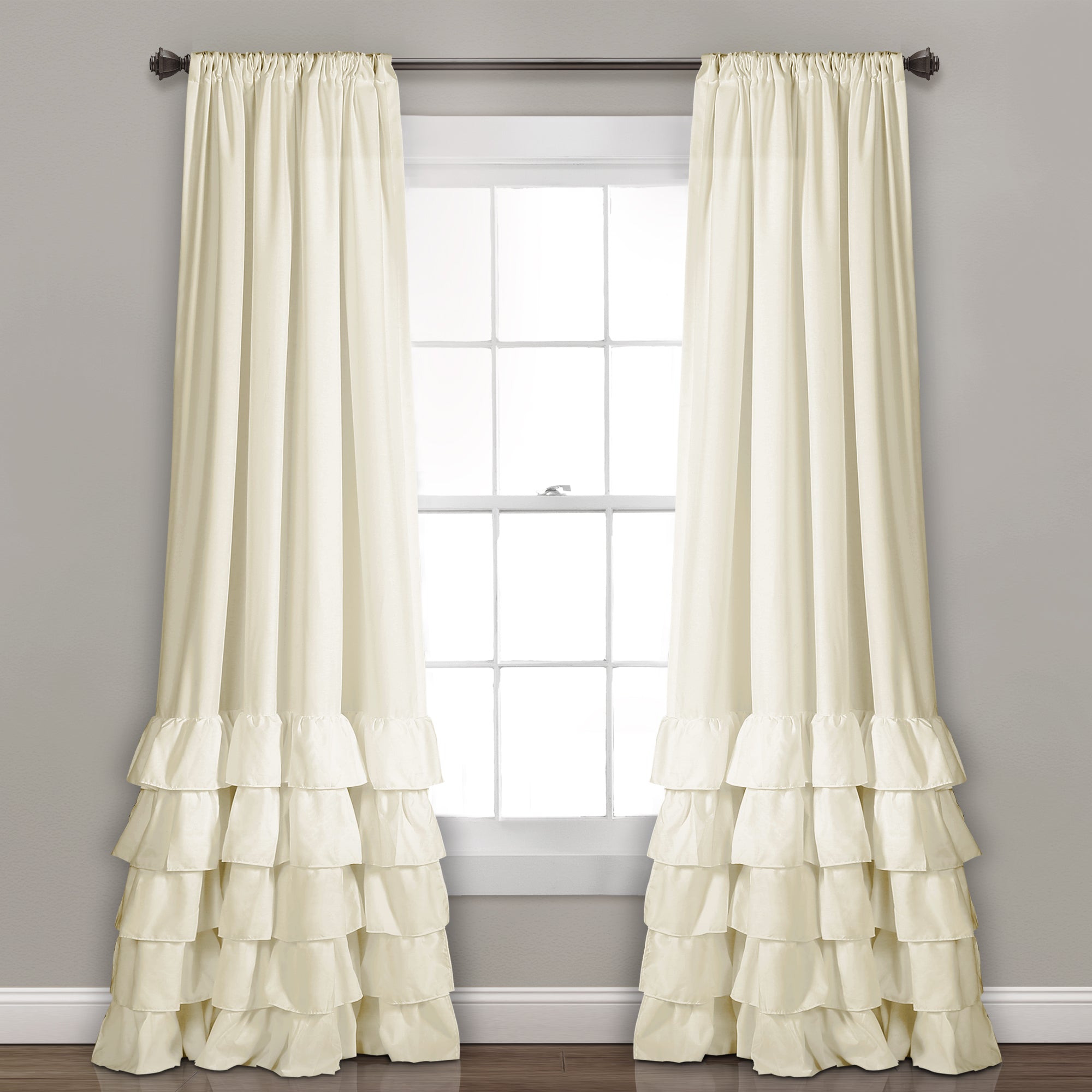 Allison Ruffle Window Curtain Panel Set