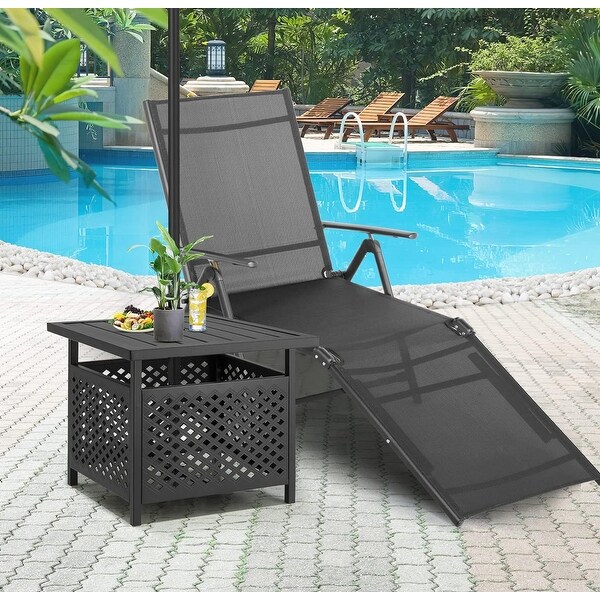 AECOJOY 22'' x 22'' Outdoor Side Table with Umbrella Hole (1.58”)