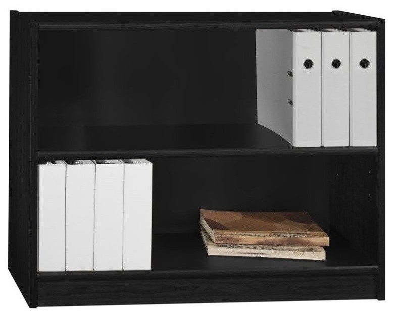 Pemberly Row 2 Shelf Bookcase in Huali Black   Transitional   Bookcases   by Homesquare  Houzz