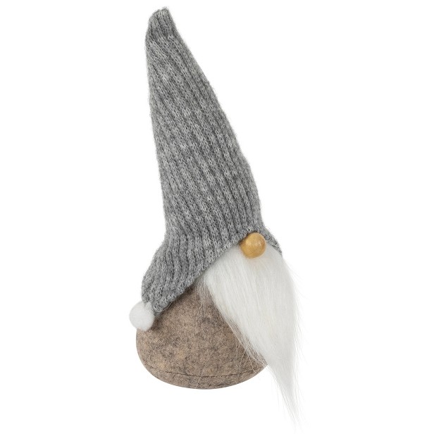 Beige And Gray Gnome With Knitted Hat Christmas Figure