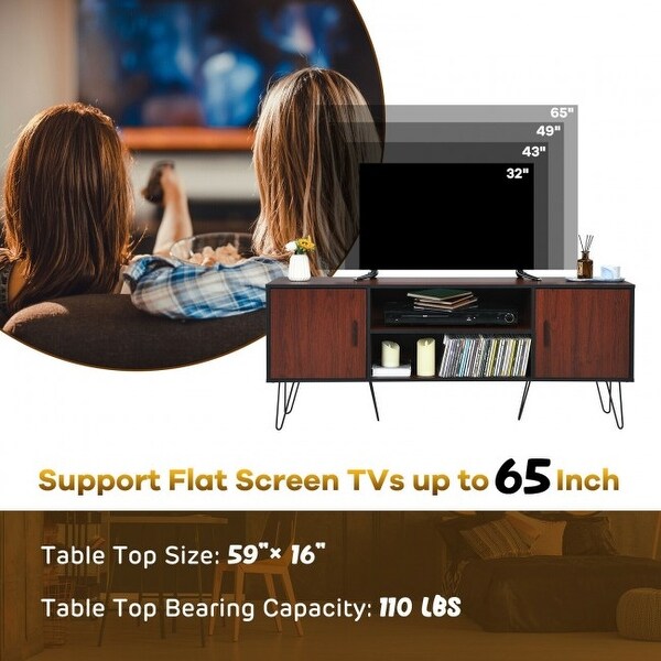 59 Inches Retro Wooden TV Stand for TVs up to 65 Inches - 59