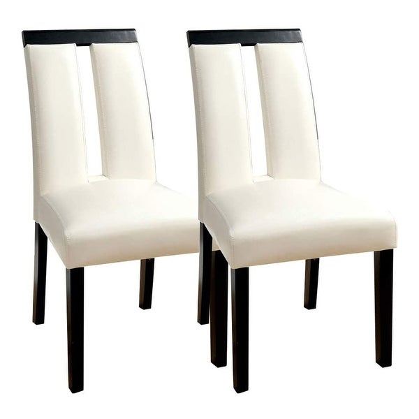 Topcraft Set of 2 Black and White Leatherette Dining Room Chairs