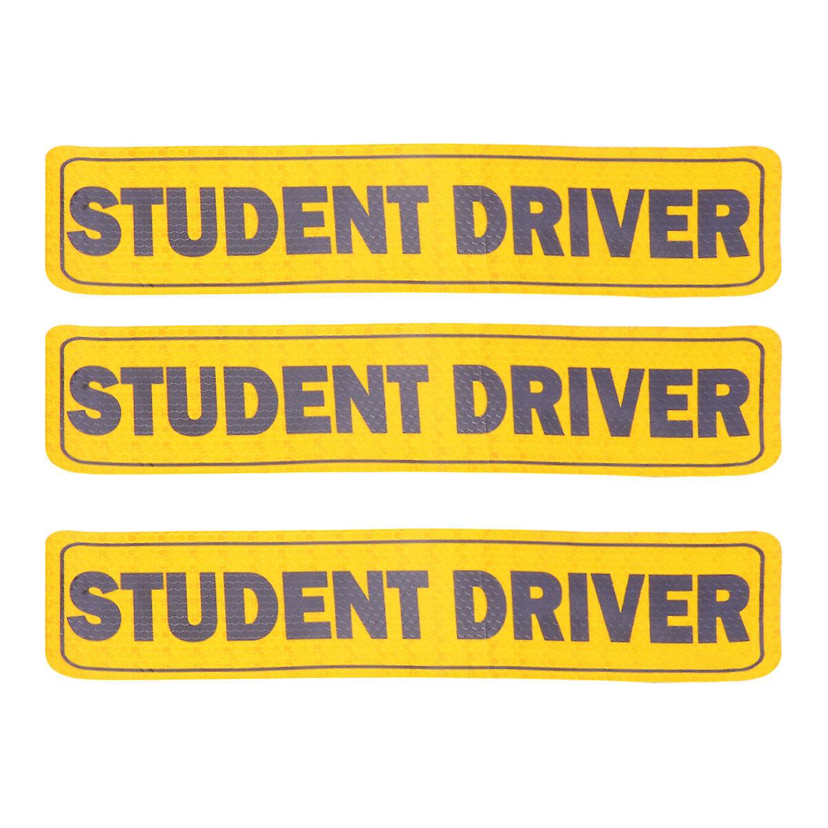 3pcs Creative Student Driver Letter Sticker Reflective Vehicle Magnet Sticker Warning Tape Paste For Car