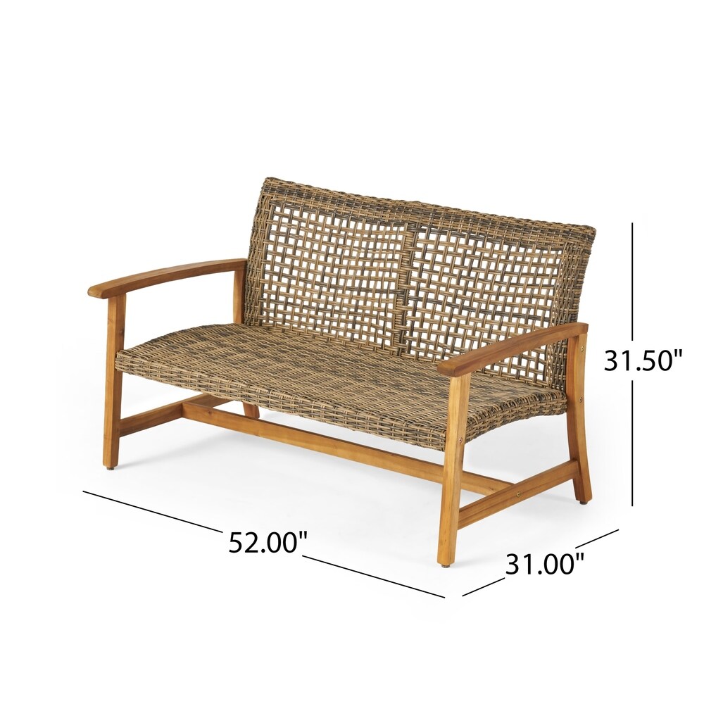 Hampton Outdoor Acacia/ PE Wicker Loveseat and Coffee Table Set by Christopher Knight Home