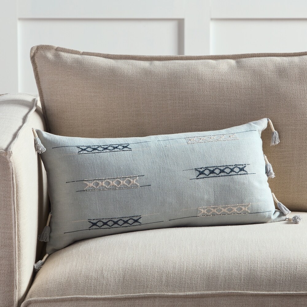 Matar Tribal Light Blue/ Cream Pillow