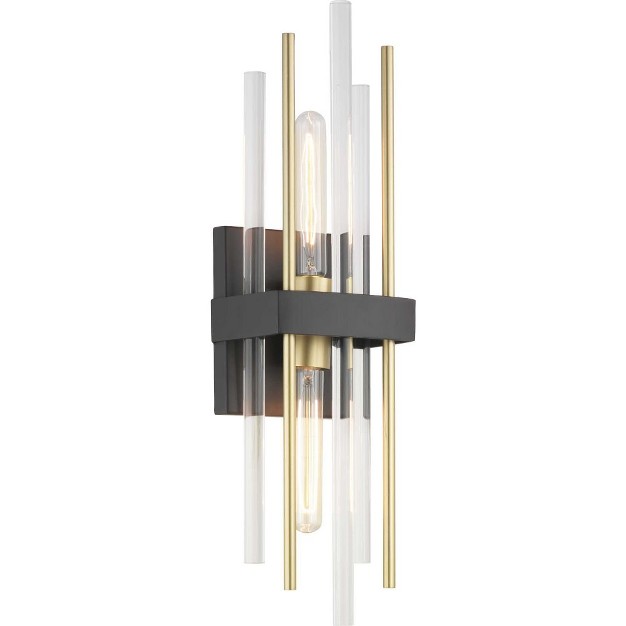 Progress Lighting Orrizo 2 light Wall Sconce Black Finish Clear Glass Shade