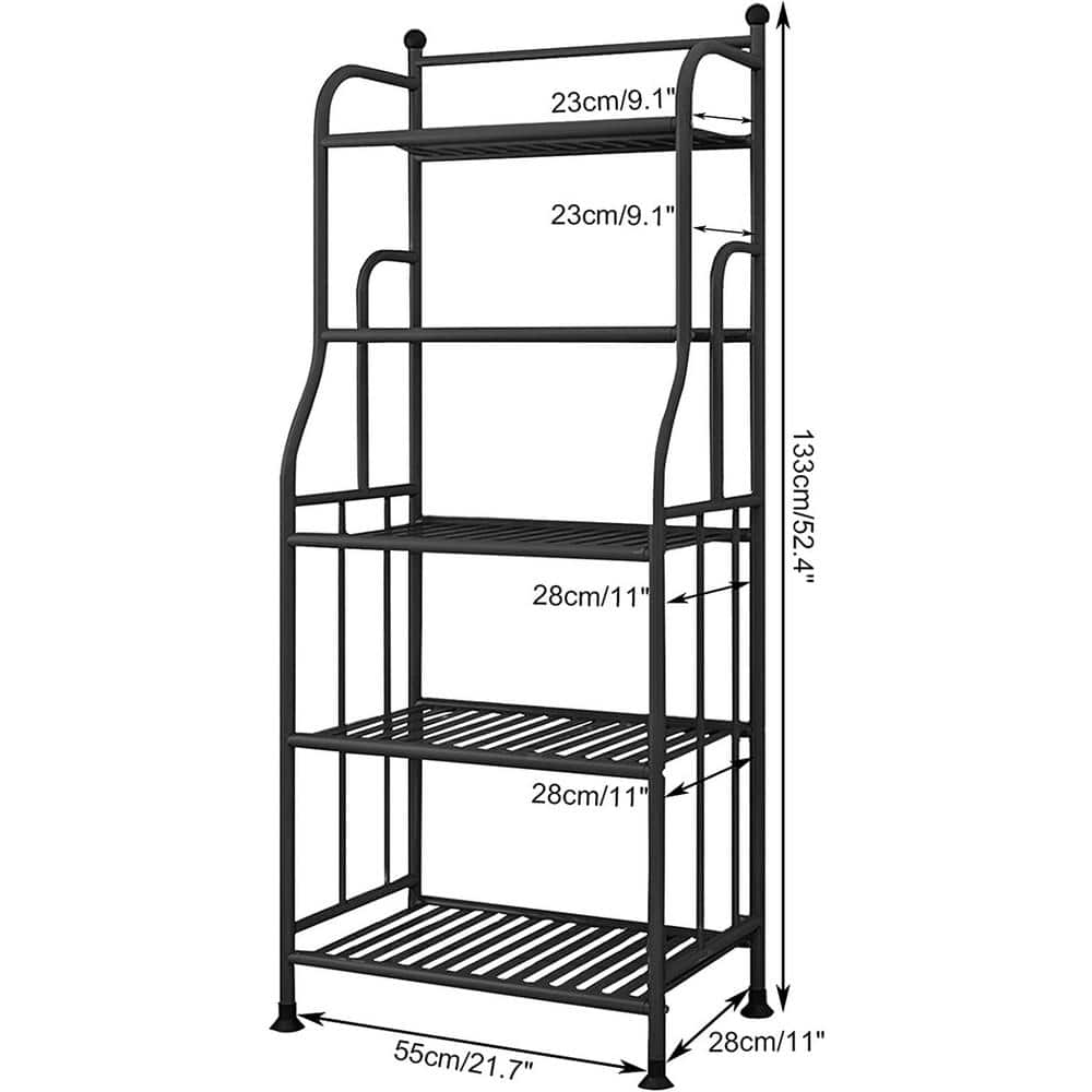 Indoor Outdoor Black Metal Plant Shelf， Garden Balcony Living Room Kitchen Bathroom Multiple Shoe Storage Rack (5-Tiers) B098LCTD99