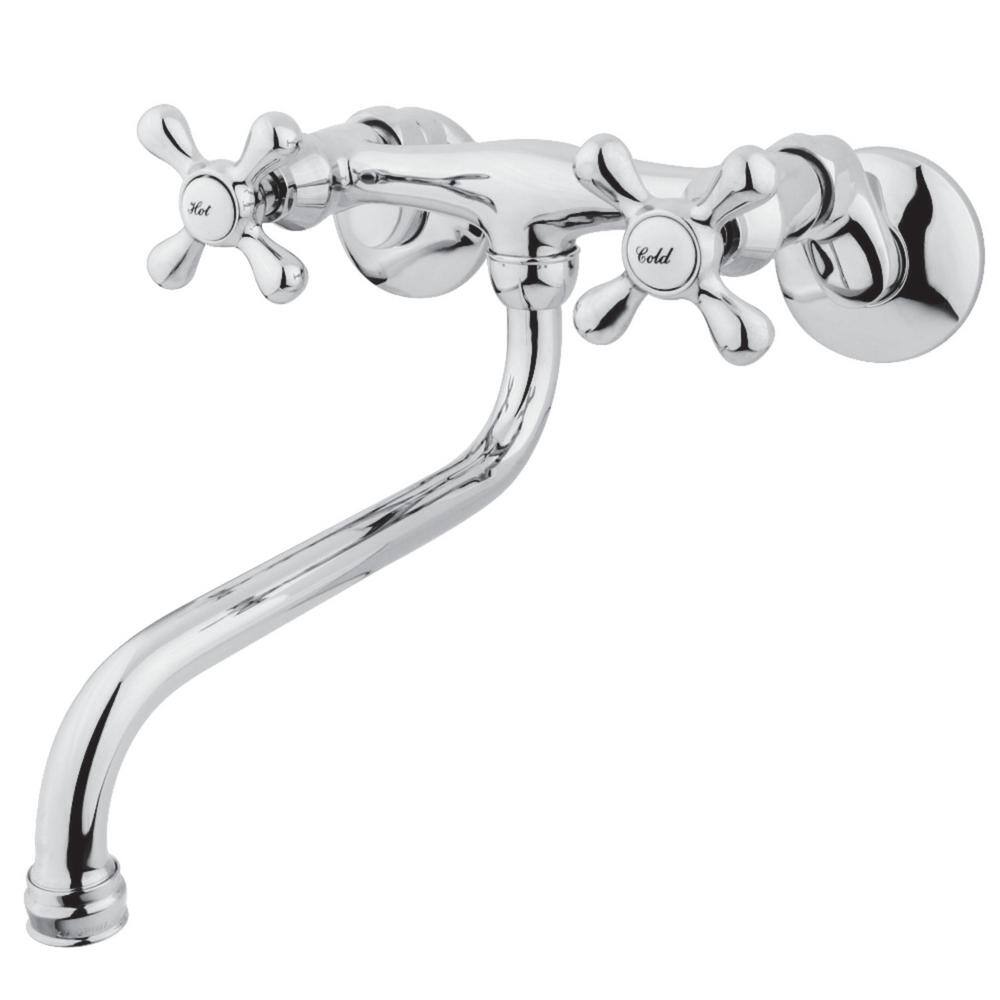 Kingston Brass Traditional 2-Handle Wall Mount Bathroom Faucet in Chrome HKS215C