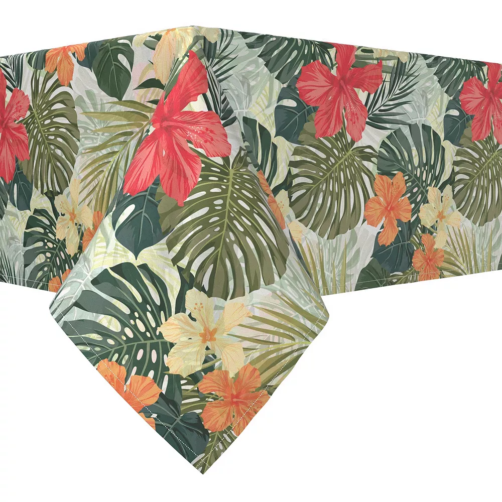 Rectangular Tablecloth， 100% Polyester， 60x84， Hibiscus Garden