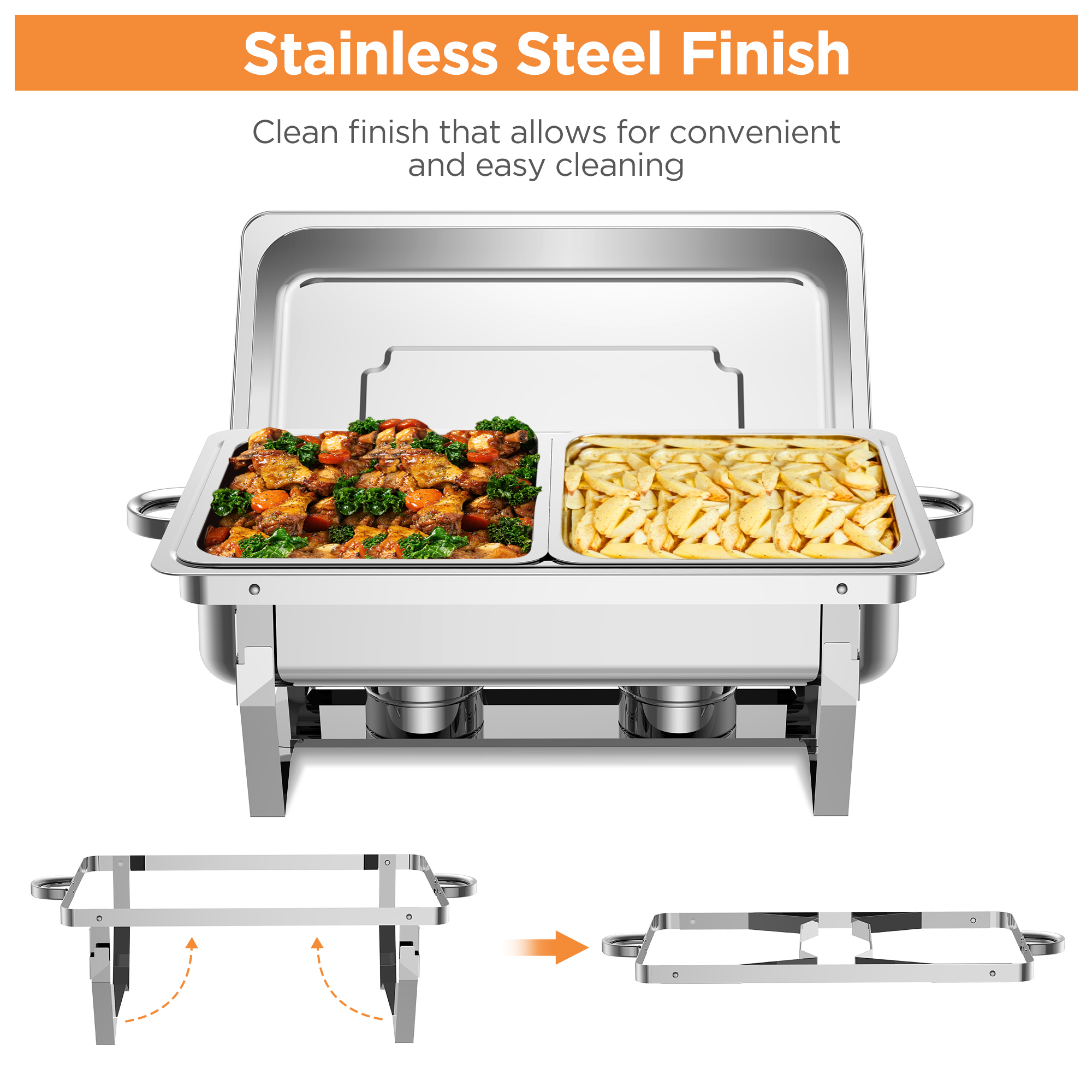 Famistar Food Warmers for Parties， 6 Pack Stainless Steel Chafing Dish Buffet Set