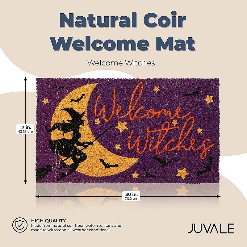 Halloween Coco Coir Door Mat， Welcome Witches (30 x 17 inches)