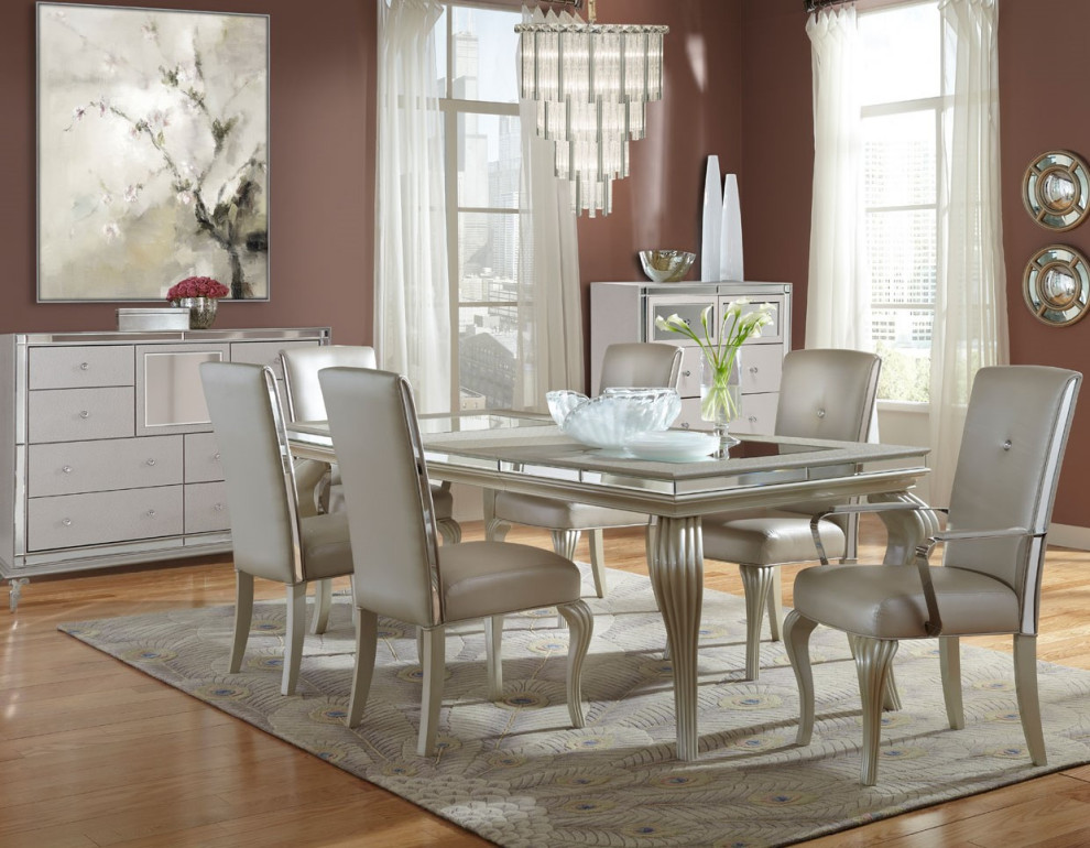 Hollywood Loft Dining Side Chair  Set of 2  Pearl   Contemporary   Dining Chairs   by Michael Amini  Houzz