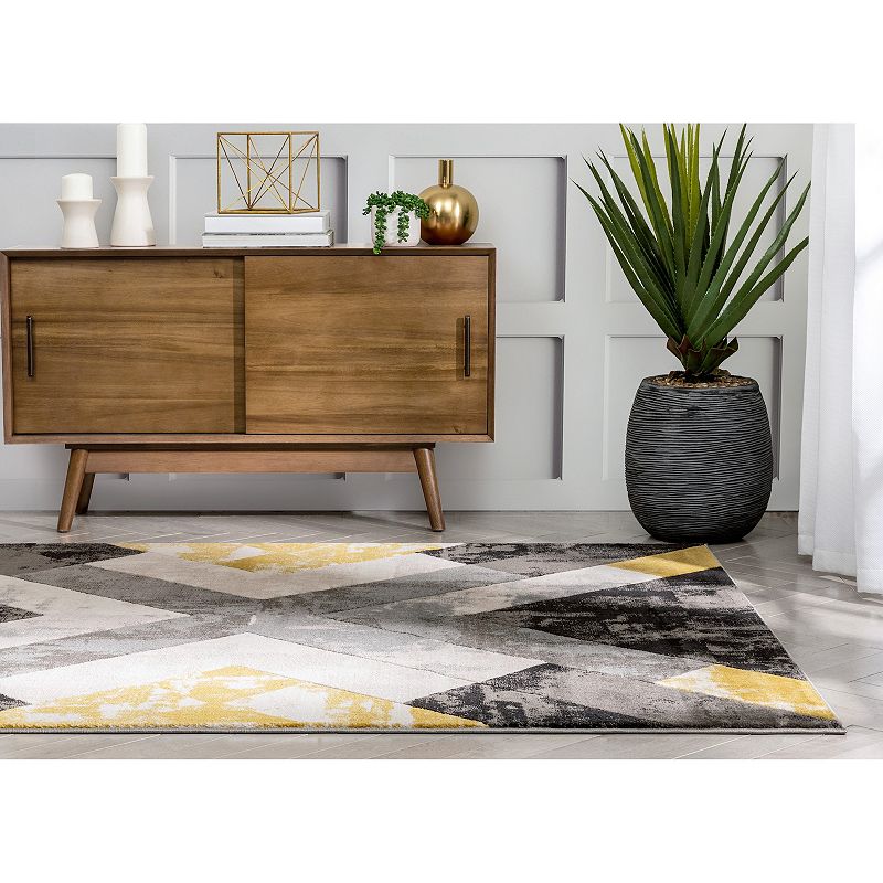 Well Woven Good Vibes Rosa Gold Modern Abstract Geometric Area Rug