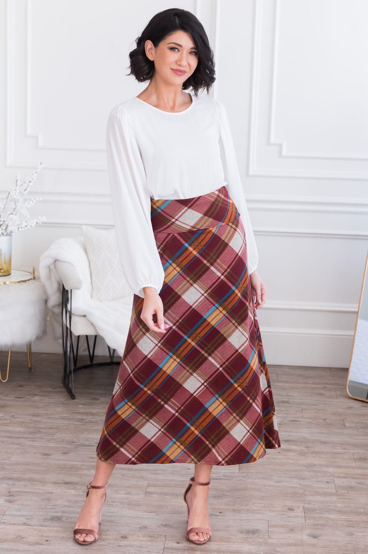 Forever Faithful Modest Plaid Maxi Skirt