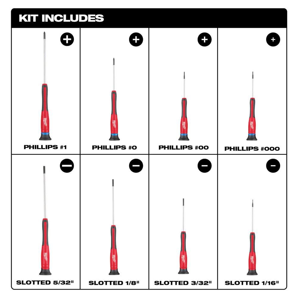 MW Precision Screwdriver Set 8pc 48-22-2614 from MW