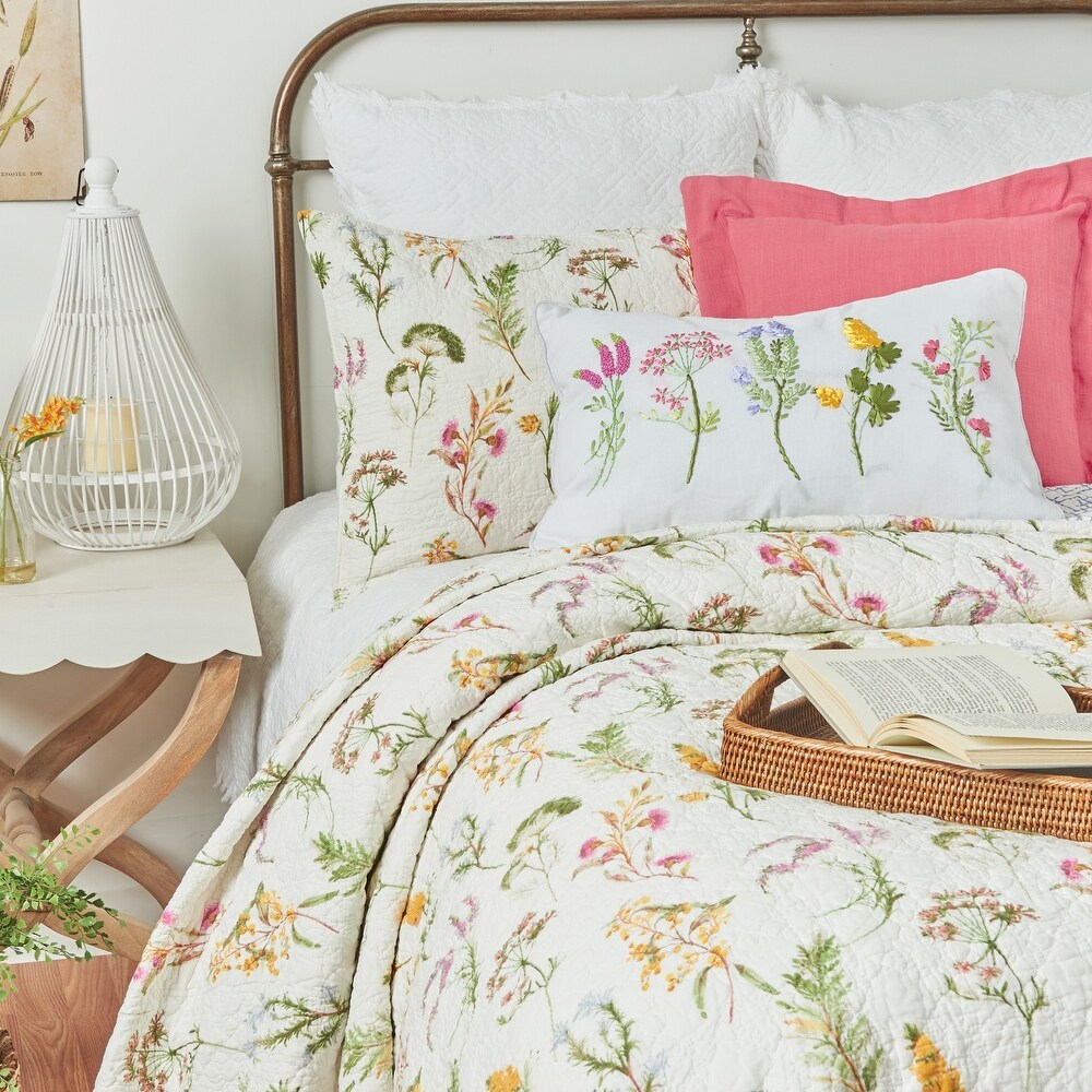 Genevieve Floral Botanical Twin Quilt Set