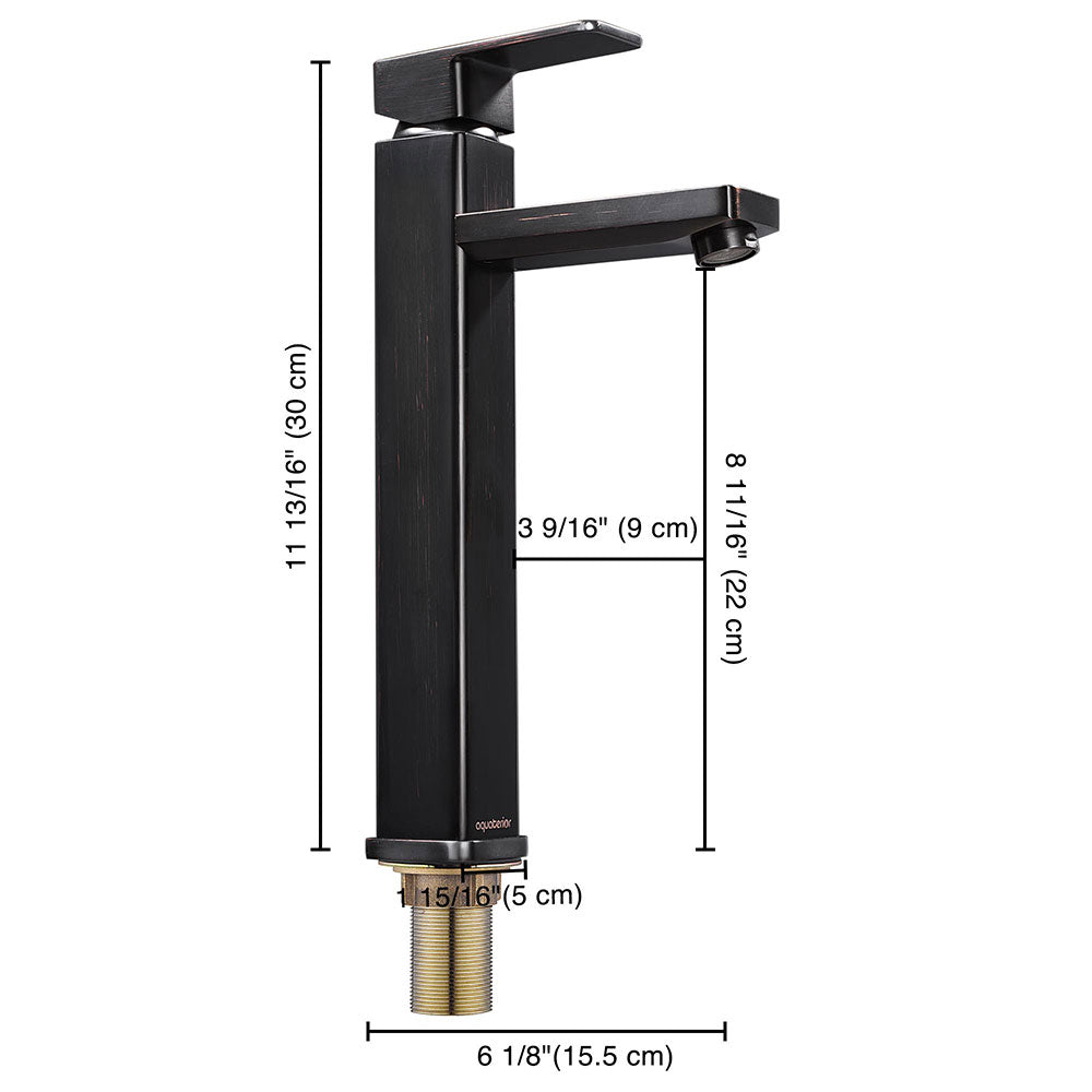 Aquaterior Bathroom Vessel Faucet Square Cold & Hot 11.8