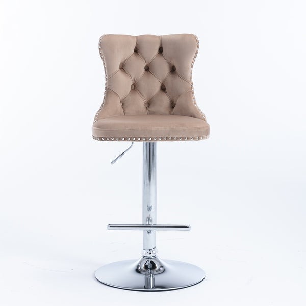 Swivel Velvet Barstools Adjusatble Seat Height