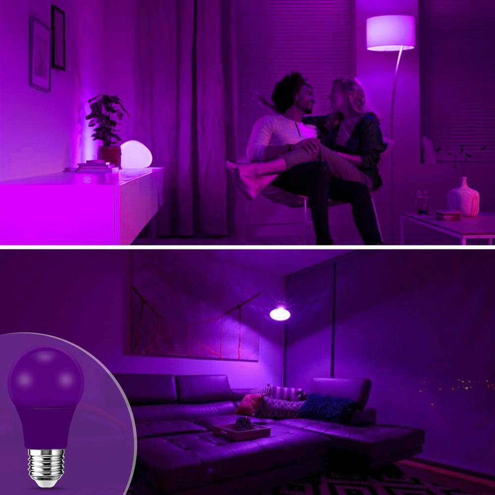 YANSUN 60-Watt Equivalent 9-Watt A19 E26 Base Non-Dimmable Violet LED Colored Light Bulb 9000K (24-Pack) H-HE004VW9E26-24