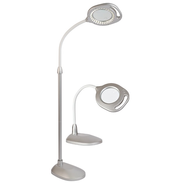 2 in 1 Led Floor Lamp Silver includes Led Light Bulb Ottlite