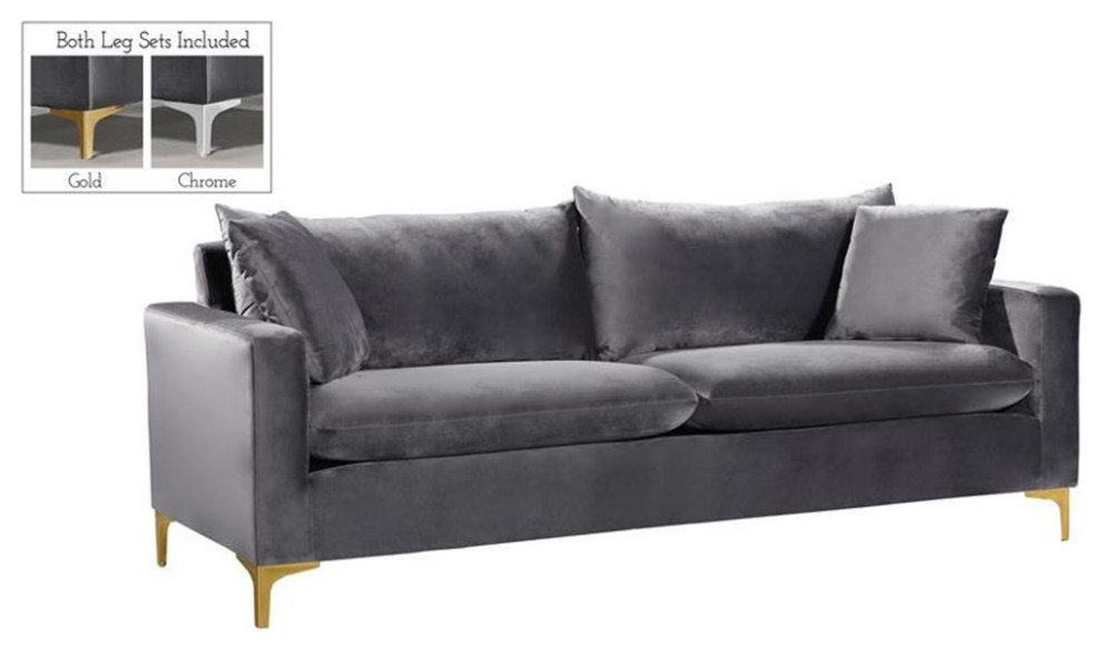 Home Square 3 Piece Set with Velvet Accent Chair Loveseat and Sofa in Gray   Living Room Furniture Sets   by Homesquare  Houzz