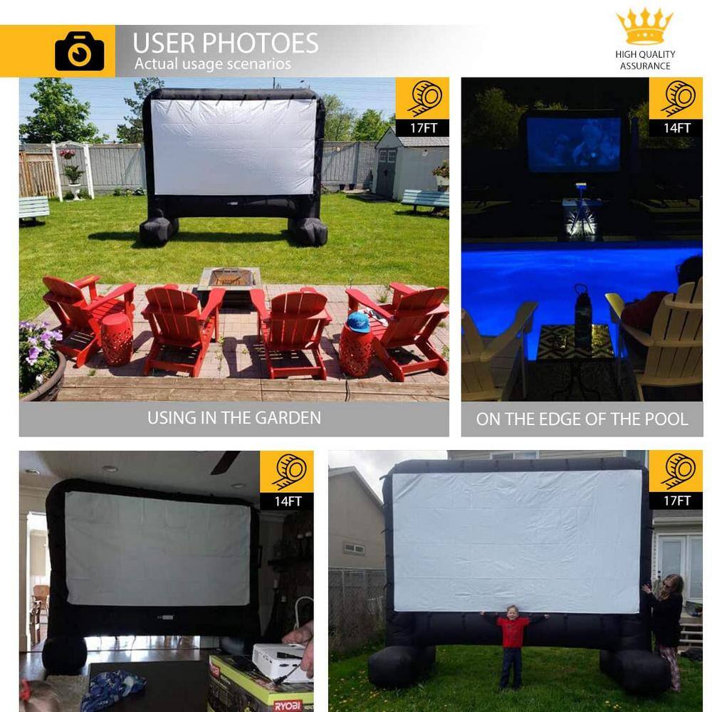 VIVOHOME 216 in. IndoorOutdoor Inflatable Mega Movie Projector Screen with Carry Bag X002CY86G3