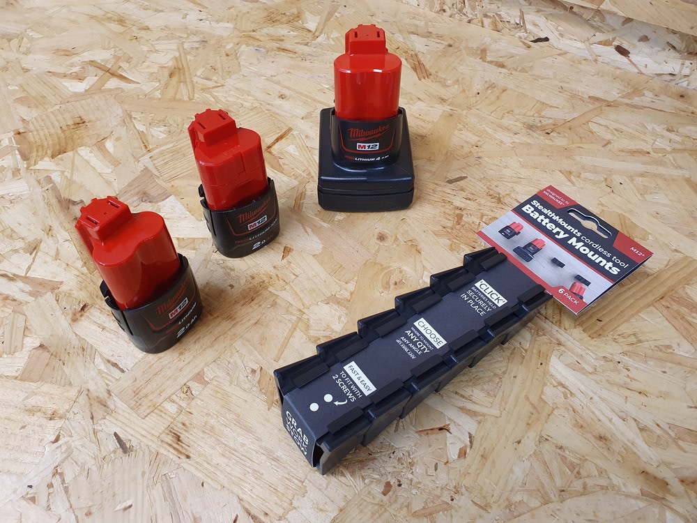 StealthMounts BLACK Battery Mount for Milwaukee M12 6pk