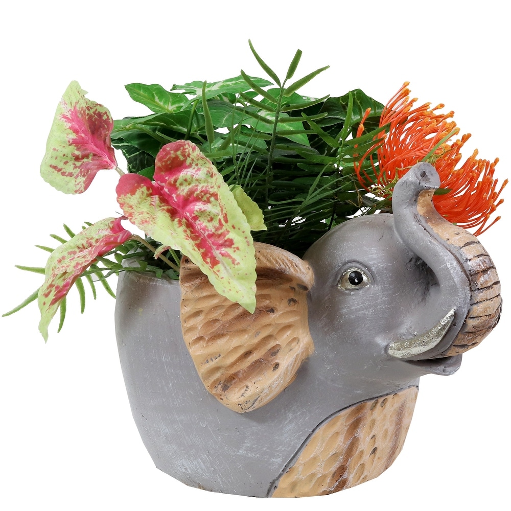 Sunnydaze Elsie the Elephant Planter Statue   Indoor Flower Pot   8.5 Inch