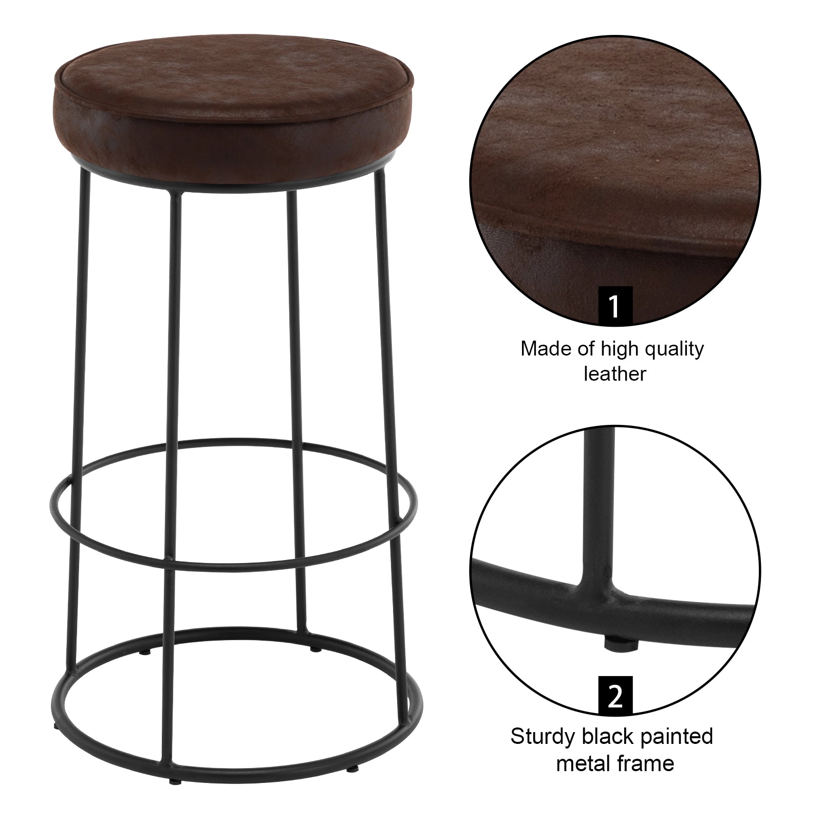 Duhome Bar Stools Counter Stools Set of 2 Pack Aged Fabric Modern Stools Counter Height for Breakfast Kitchen Island Bar 28 Inches Dark Brown