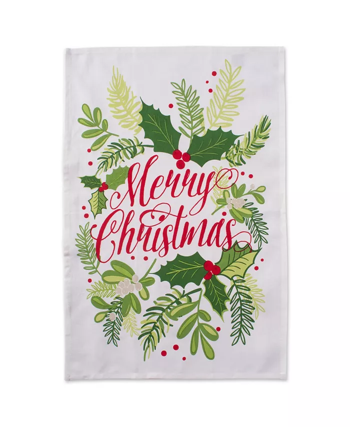 Design Imports Assorted Boughs of Holly Printed Dishtowel Set