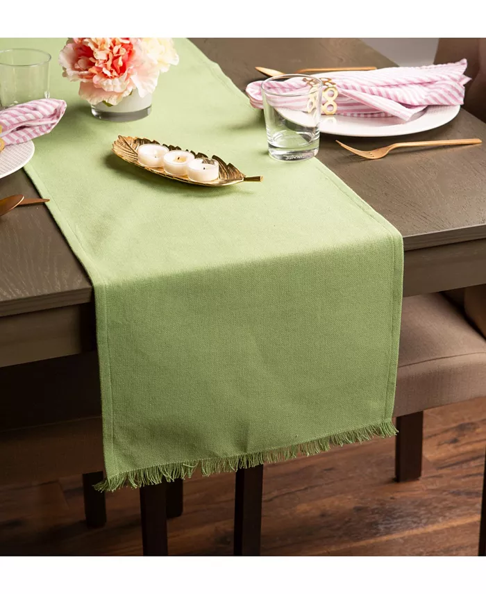 Design Imports Solid Heavyweight Fringed Table Runner