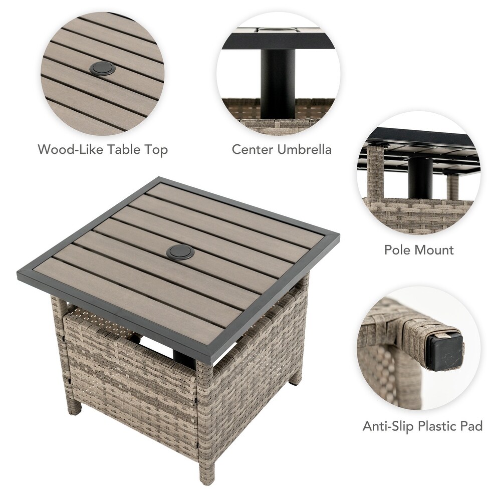 Patio Rattan Wicker Storage Side Table 18\