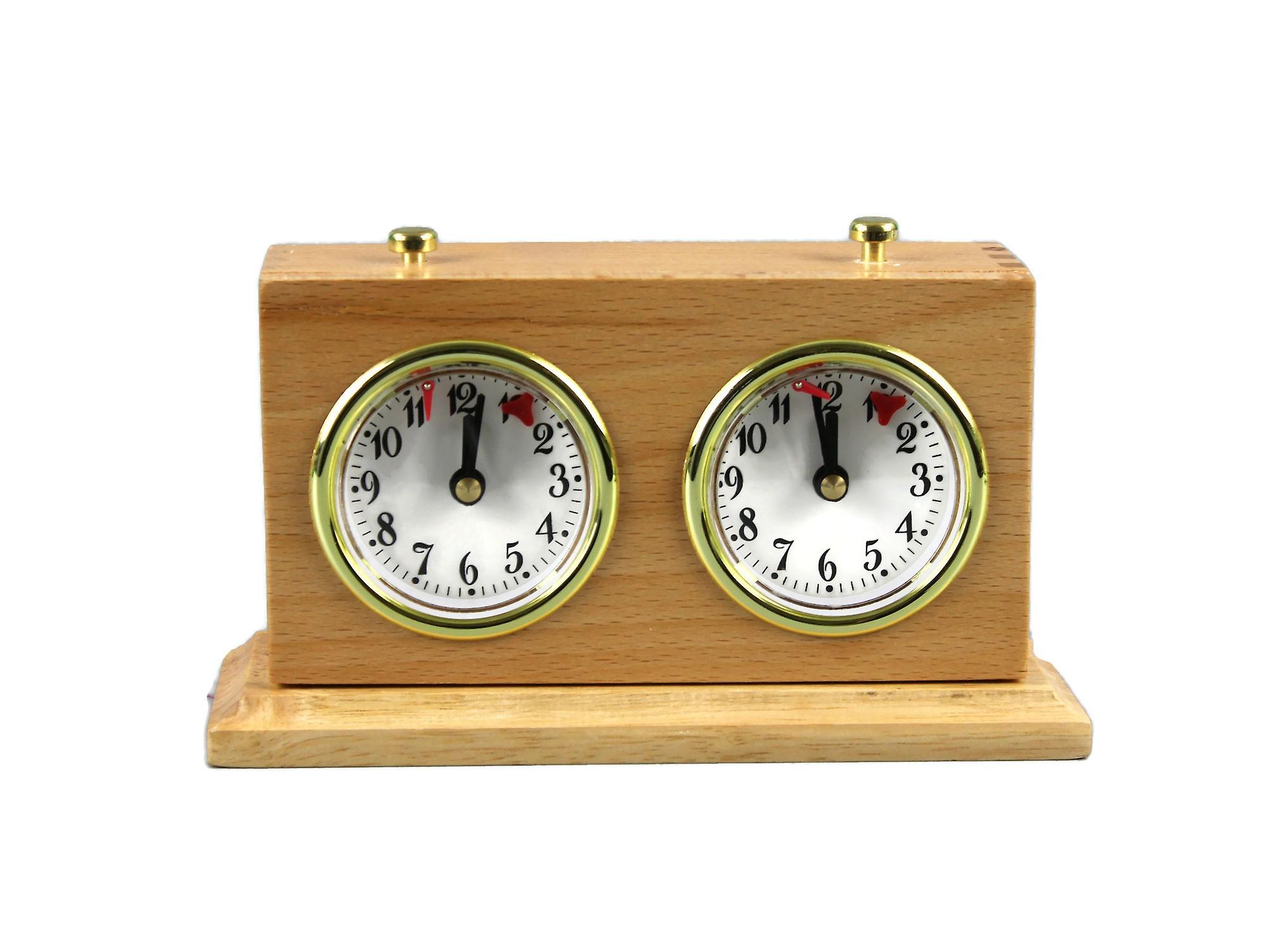 Turnier Chess Clock Analog Natural Wood With Stand