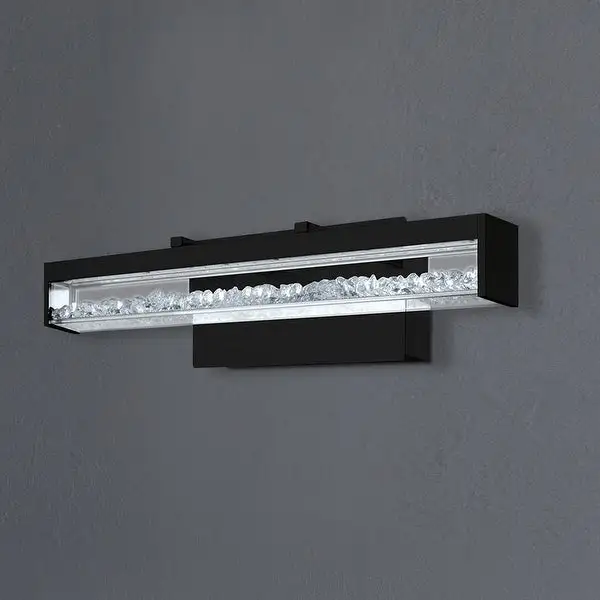 Cardito 27-inch Matte Black LED Vanity Bath Light with Clear Glass