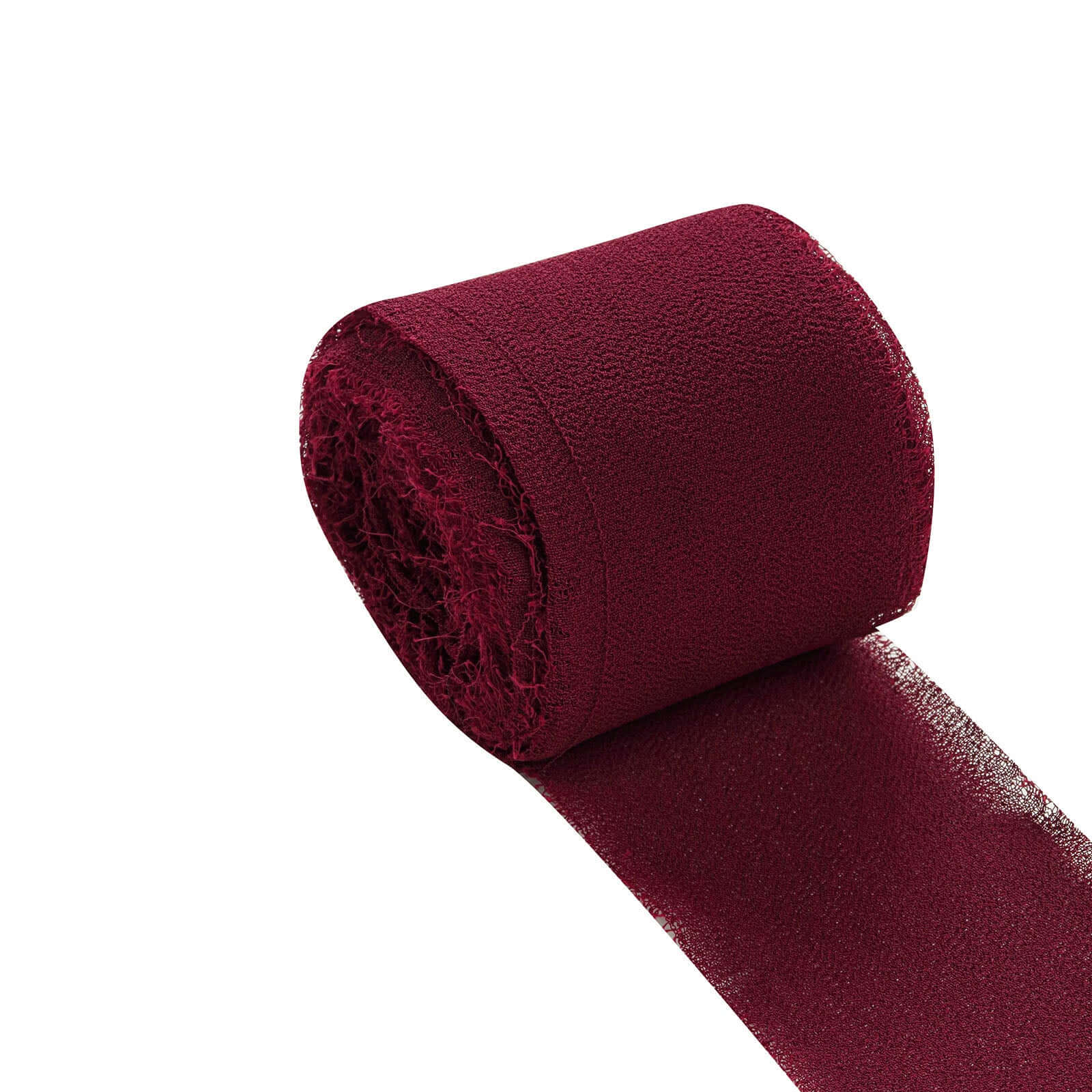 2 Pack Burgundy Silk-Like Chiffon Linen Ribbon Roll For Bouquets, Wedding Invitations Gift Wrapping 6yd