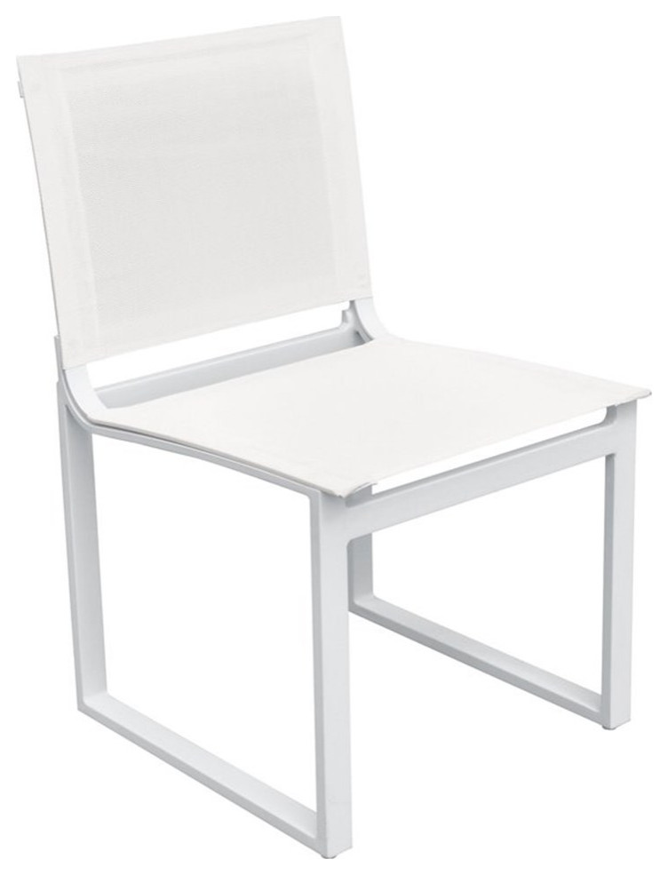 Modrest Kayak 17.5 quotModern Aluminum  ampMetal Dining Chair in Off White (Set of 2)   Contemporary   Outdoor Dining Chairs   by Homesquare  Houzz