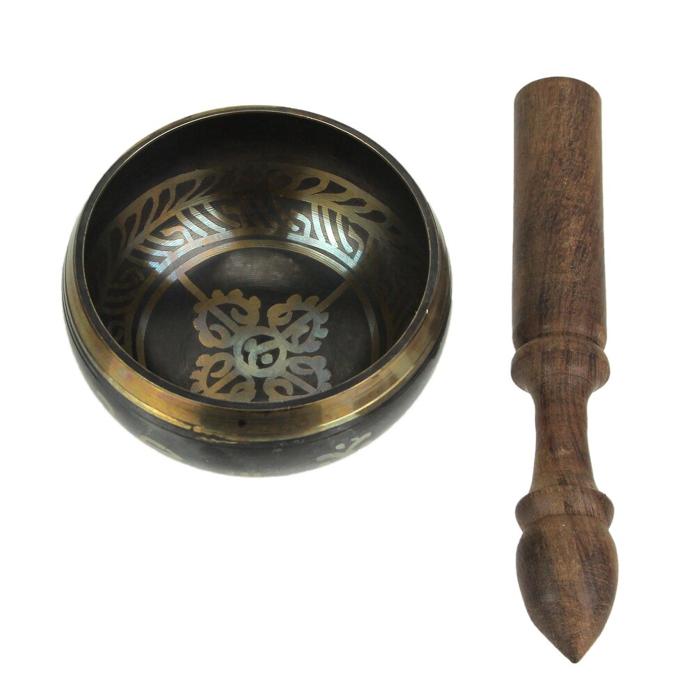 Brass Tibetan Meditation Singing Bowl With Wooden Mallet 4 Inch   2.25 X 4 X 4 inches