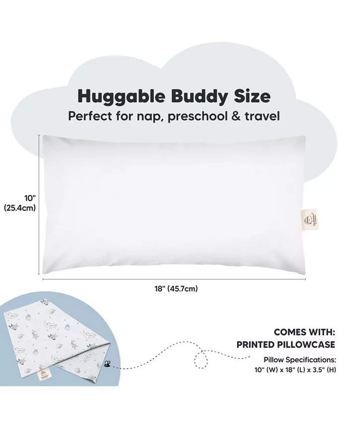 KeaBabies Buddy Toddler Pillow with Pillowcase， 10X18 Soft Organic Cotton Toddler Pillows for Sleeping， Kids Pillow