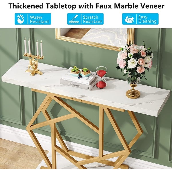 Modern Entry Console Table， 47 Inch Gold Sofa Table