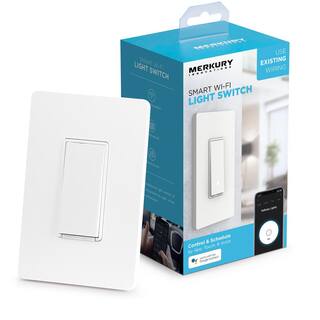 Merkury Innovations Smart Wi-Fi Light Switch White Single Pole with Voice Control Requires Neutral Wire MI-WW107-199W