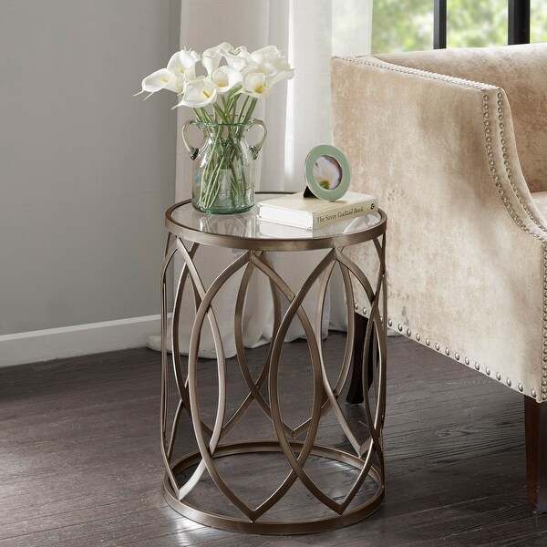 Madison Park Coen Metal Eyelet Accent Drum Table